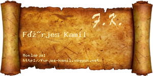 Fürjes Kamil névjegykártya